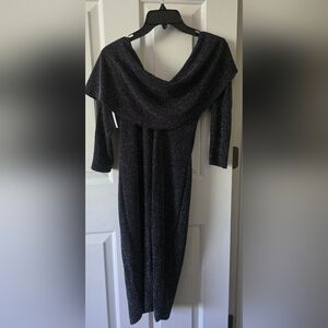 Bisou Bisou Black Sparkle Midi Dress